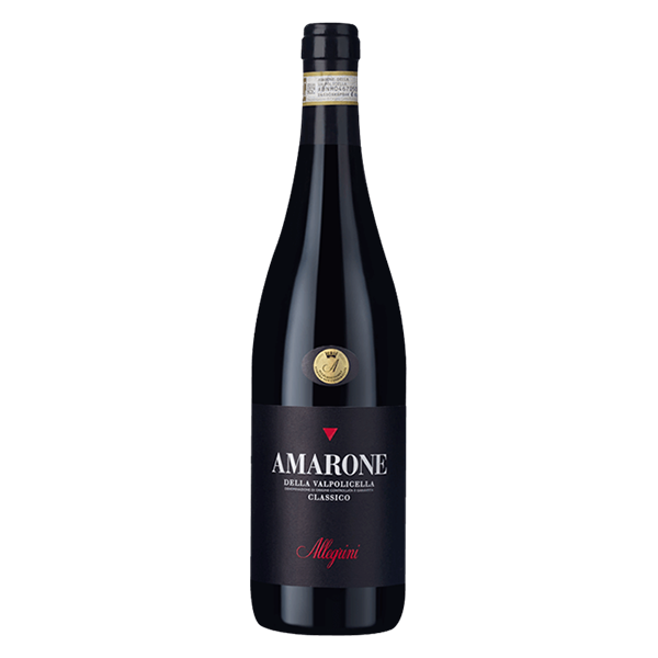 Allegrini Amarone, a rich and elegant Veneto red wine with black cherry, prune, herbs, and a long, lingering finish.