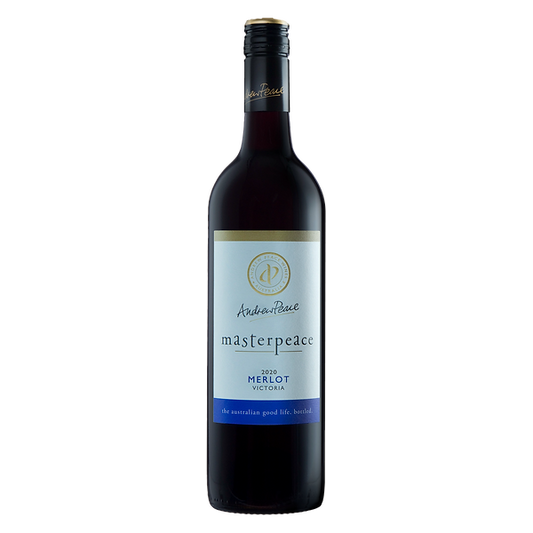 Andrew Peace Masterpeace Merlot with ripe plum and a velvety finish.
