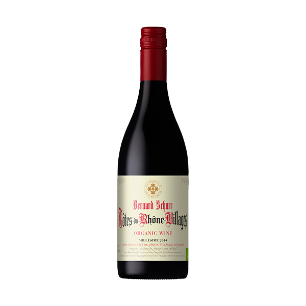 Bernard Schurr Côtes du Rhône Villages, a bright French red wine with red berries, earthy spice, fine oak, and chiselled tannins.