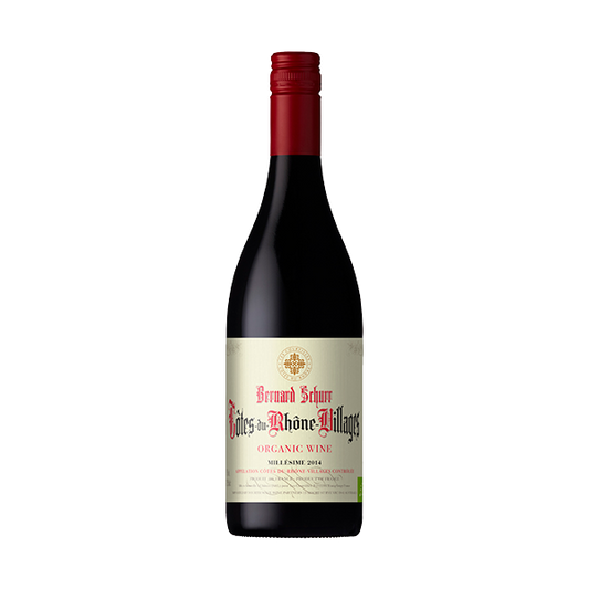 Bernard Schurr Côtes du Rhône Villages, a bright French red wine with red berries, earthy spice, fine oak, and chiselled tannins.