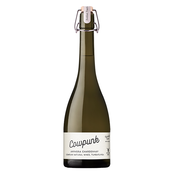 Cowpunk Amphora Chardonnay with green mango, peach, and mineral notes from New South Wales.