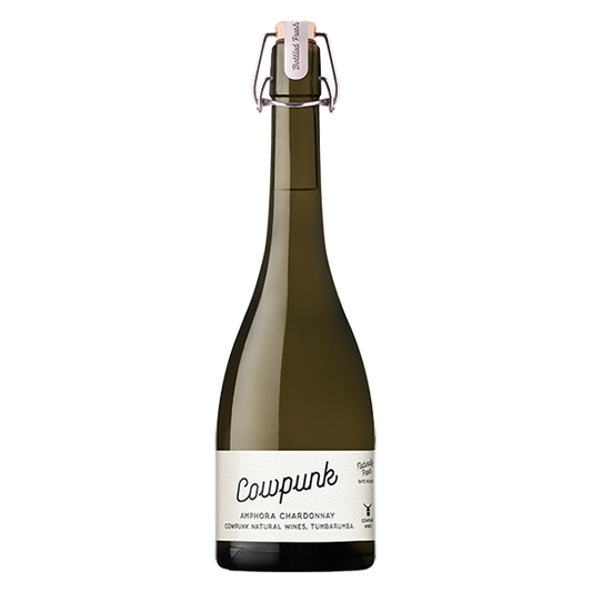 Cowpunk Amphora Chardonnay with green mango, peach, and mineral notes from New South Wales.