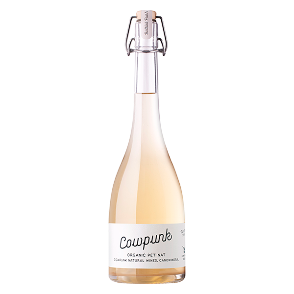 Cowpunk Organic Pet Nat with bright apple flavours, yeasty complexity, and a crisp dry finish.