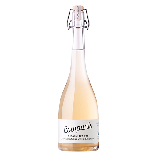 Cowpunk Organic Pet Nat with bright apple flavours, yeasty complexity, and a crisp dry finish.