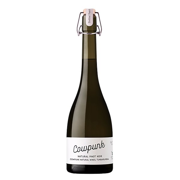 Cowpunk Natural Pinot Noir with cherry, earthy notes, and vibrant acidity in a vivid, expressive style.