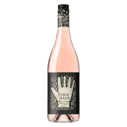 Farm Hand Organic Rosé, a vibrant organic wine with red berry flavours, subtle spice, and a crisp, dry finish.