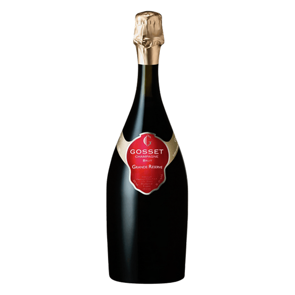 Gosset Grande Réserve Champagne with fine mousse, chalk minerality, and a long, elegant finish.