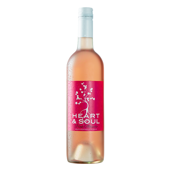 Heart & Soul Pink Moscato with wild berries, lychee, white peach, tropical fruits, and a sweet, refreshing finish.