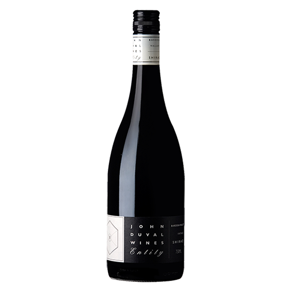 John Duval Entity Shiraz, a bold Barossa red with dark berries, chocolate, and fine tannins.
