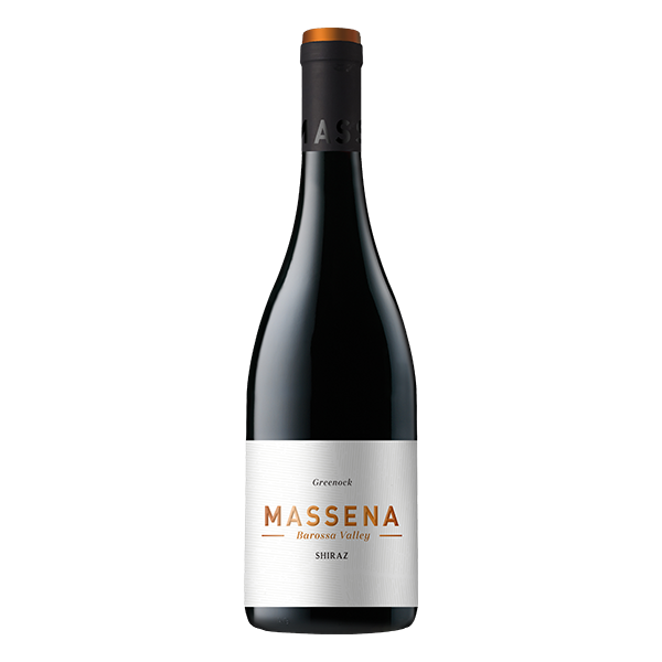 Massena Greenock Barossa Shiraz with dark plum, violets, liquorice, and toasty oak, finishing long with rich dark fruit and spice.
