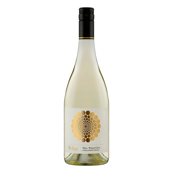Mr. Riggs Mrs. Pinot Gris, an Adelaide Hills white wine with pear, white peach, and a crisp, gently textured palate.