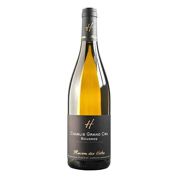 Pierrick Laroche Chablis Bougros Grand Cru with crisp orchard fruit, white flowers, and saline minerality.
