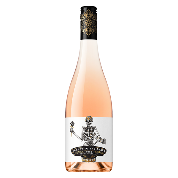 Take it to the Grave Rosé with strawberry, red fruits, vanilla, and rose petals over a crisp, dry finish.