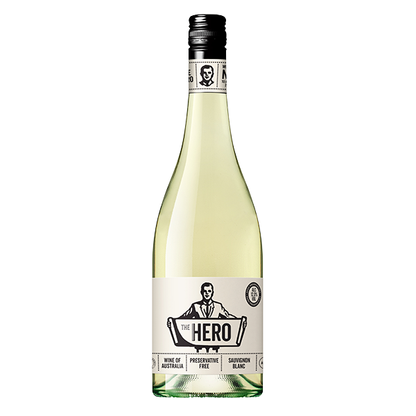The Hero Sauvignon Blanc with citrus, passionfruit, and fresh herbal notes.
