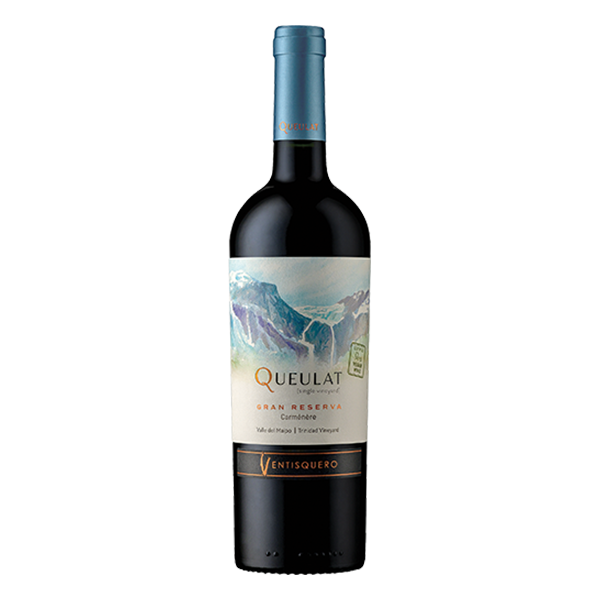 Viña Ventisquero Queulat Carménère with ripe berries, plum, chocolate, and a smooth, spicy finish.