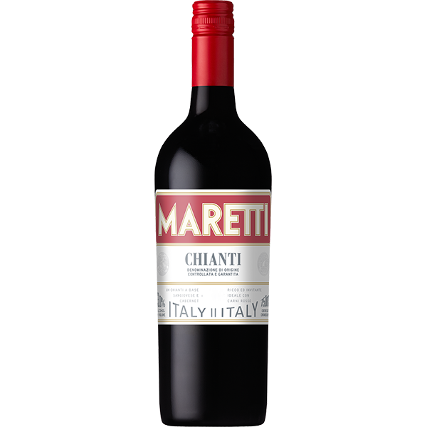 Maretti Chianti with red berries, black olive, and a savoury dry finish.