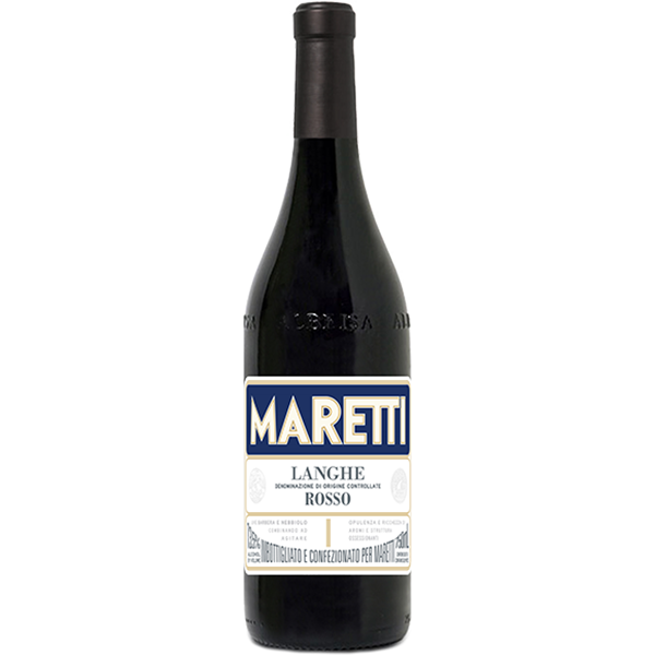 Maretti Langhe Rosso with forest fruits, fine tannins, and refreshing acidity.