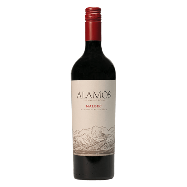 Alamos Malbec with ripe red fruits, dark chocolate, and a smooth finish from Mendoza.