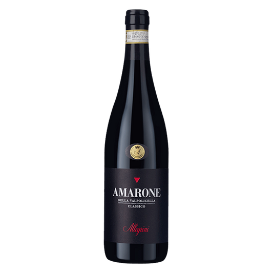Allegrini Amarone, a rich and elegant Veneto red wine with black cherry, prune, herbs, and a long, lingering finish.