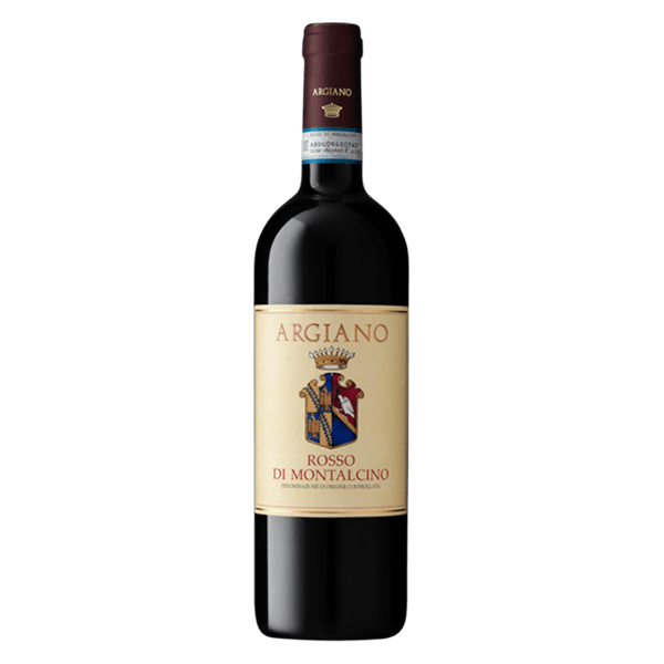 Argiano Rosso di Montalcino with fresh red berries, citrus notes, and a vibrant finish from Tuscany.