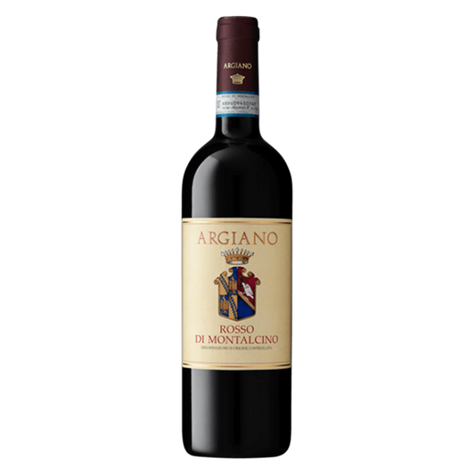 Argiano Rosso di Montalcino with fresh red berries, citrus notes, and a vibrant finish from Tuscany.