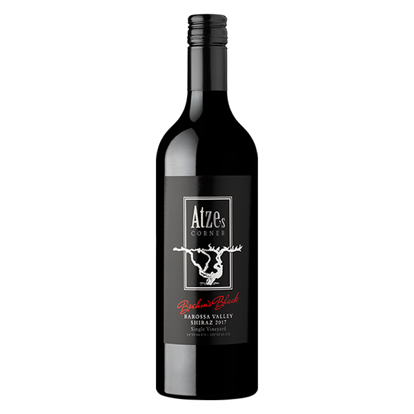 Atze’s Corner Boehm’s Black Shiraz, a rich Barossa Valley red with dark fruit, liquorice, and smooth tannins.
