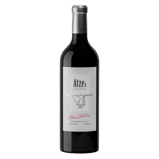 Atze’s Corner Eddie’s Old Vine Shiraz, a rich Barossa Valley red with dark fruit, sweet spice, and a long savoury finish.