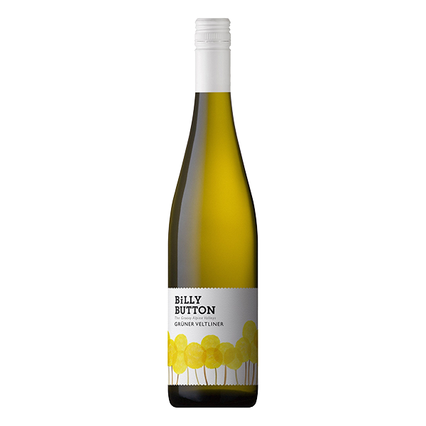 Billy Button Grüner Veltliner, an Alpine Valleys white wine with kiwi, guava, green melon, and balanced acidity.