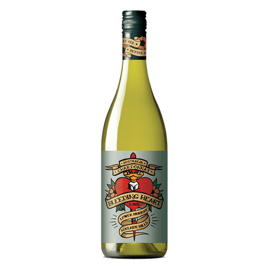 Bleeding Heart Chardonnay with stone fruit, lemon, crisp apple, and citrus minerality from South Australia.