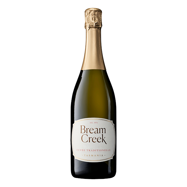 Bream Creek Cuvée Traditionelle, a Tasmanian sparkling with apple, stone fruit, and brioche complexity.