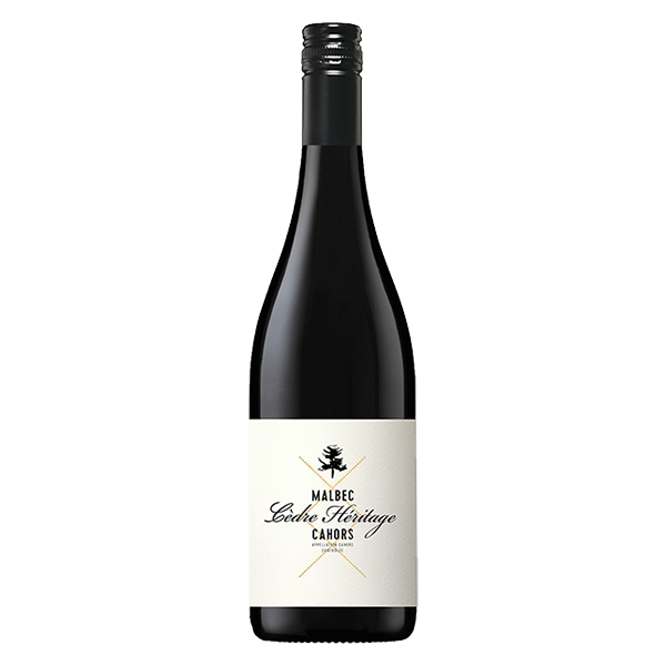 Château du Cèdre Cahors Héritage Malbec with rich mulberry, blackcurrant, and silky tannins.