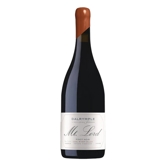 Dalrymple Mt Lord Pinot Noir with blue florals, plum, cured meats, and savoury truffle, finishing long with earthy complexity and fine tannins.