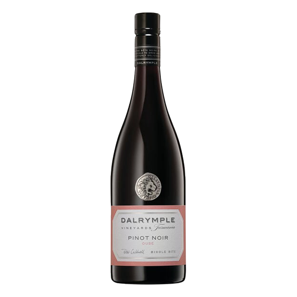 Dalrymple Ouse Pinot Noir with mocha, red cherry, plum, and spice, finishing with silky tannins and savoury depth.