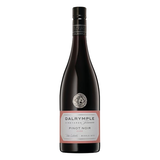 Dalrymple Ouse Pinot Noir with mocha, red cherry, plum, and spice, finishing with silky tannins and savoury depth.
