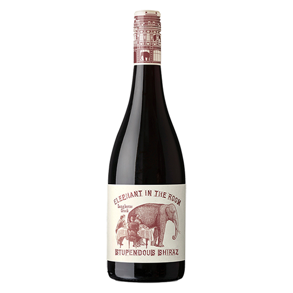 Elephant in the Room Shiraz showing rich dark fruit, violet, cedar spice, and chocolate on a plush, full-bodied palate.