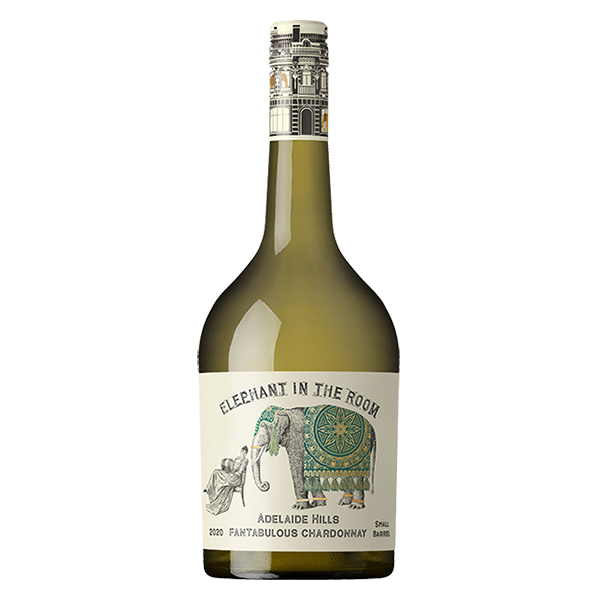 Elephant in the Room Small Barrel Chardonnay with ripe stone fruit, citrus, toasted nuts, and a creamy finish.