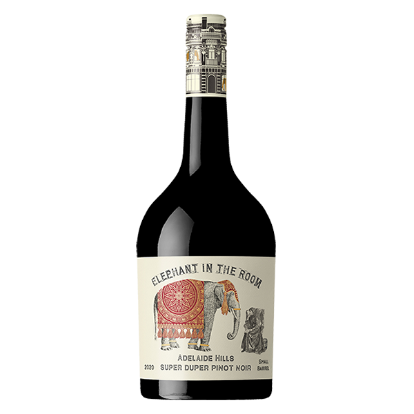 Elephant in the Room Small Barrel Pinot Noir with ripe red berries, savoury notes, and smooth tannins.