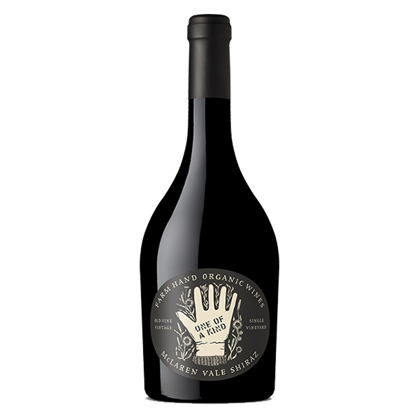 Farm Hand One Of A Kind Shiraz with dark fruits, chocolate, and spice from McLaren Vale.