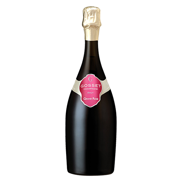 Gosset Grand Rosé Champagne with red cherry, strawberry, and elegant minerality.