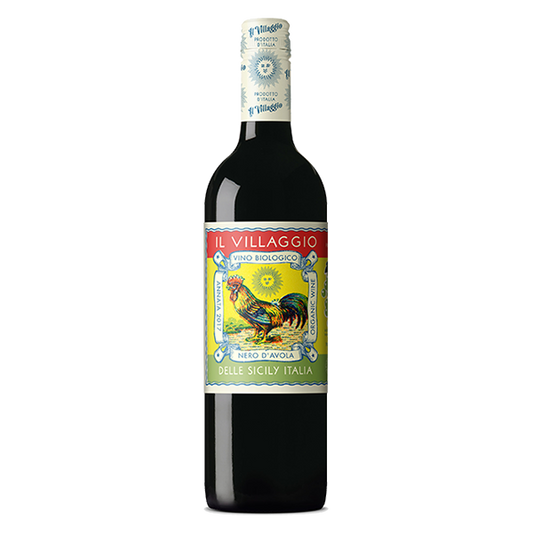 Il Villaggio Nero d’Avola with dark berries, soft tannins, and a savoury finish.