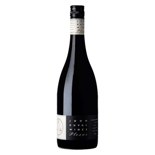 John Duval Plexus Shiraz Grenache Mourvèdre, a vibrant Barossa red with dark berries, savoury spice, and fine tannins.