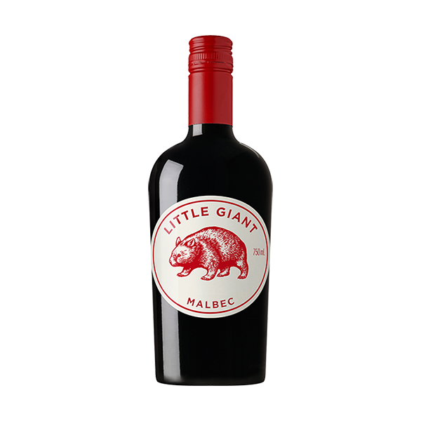 Little Giant Malbec with rich blackberry, floral notes, and smooth tannins.