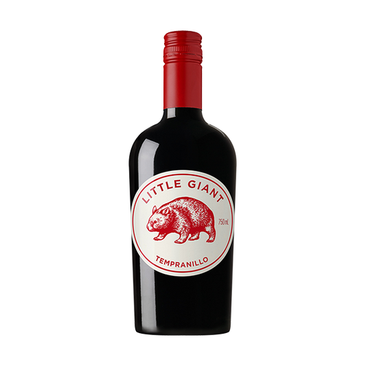 Little Giant Tempranillo with red berries, cherry, and spice from South Australia.