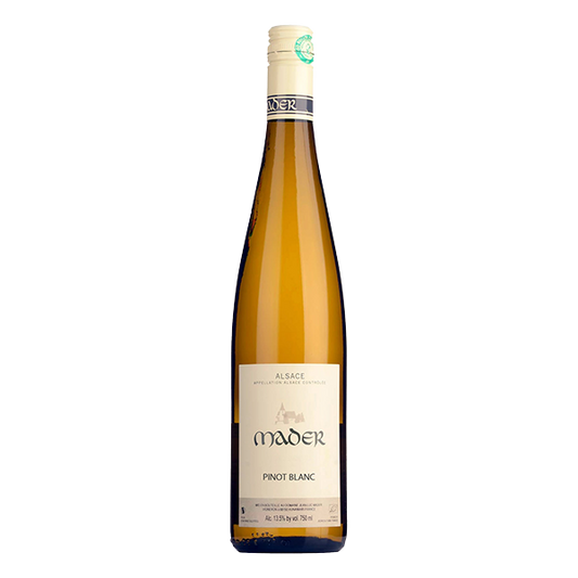 Jean-Luc Mader Pinot Blanc, vibrant Alsace white wine with pear, apple, and mineral notes.