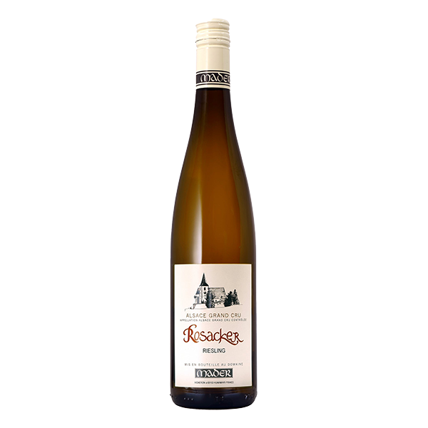 Jean-Luc Mader Riesling Rosacker, a refined Alsace Grand Cru Riesling with lime, pear, and mineral finesse.