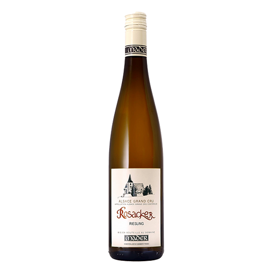 Jean-Luc Mader Riesling Rosacker, a refined Alsace Grand Cru Riesling with lime, pear, and mineral finesse.
