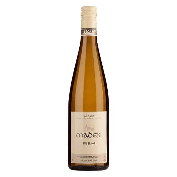 Jean Luc Mader Riesling with floral, citrus, and mineral notes from Alsace.