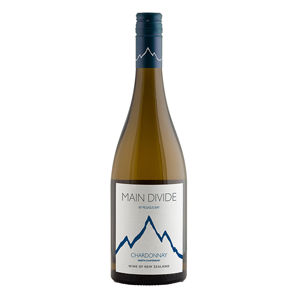 Main Divide Chardonnay, a 92-point New Zealand white wine with orchard fruits, creamy texture, and nutty complexity.
