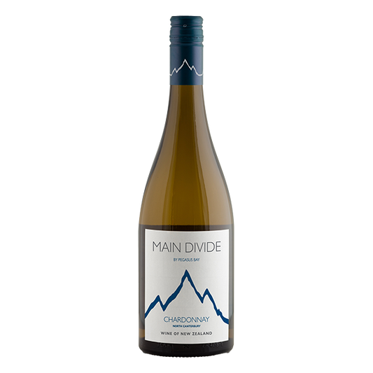 Main Divide Chardonnay, a 92-point New Zealand white wine with orchard fruits, creamy texture, and nutty complexity.