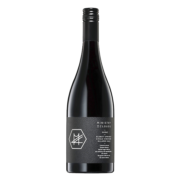 Ministry of Clouds Blewitt Springs Shiraz with bright cherry, blue fruits, fine sandy tannins, and subtle French oak complexity.